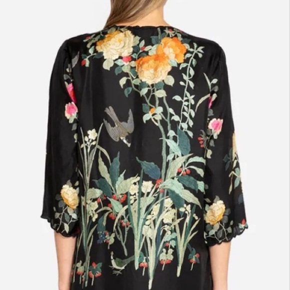 Johnny Was - Charlotte Rose Scalloped Silk Tunic - XL - Picture 7 of 16